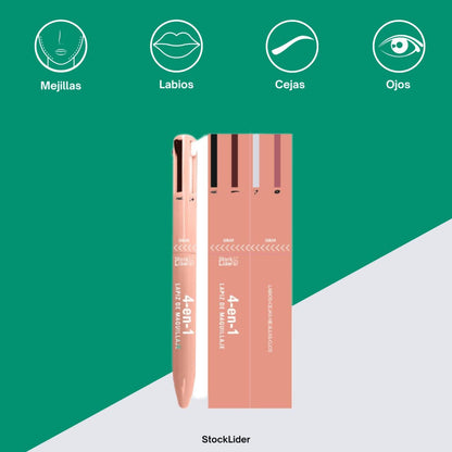 Lápiz de maquillaje 4 en 1: ¡Todo lo que necesitas para un look perfecto!