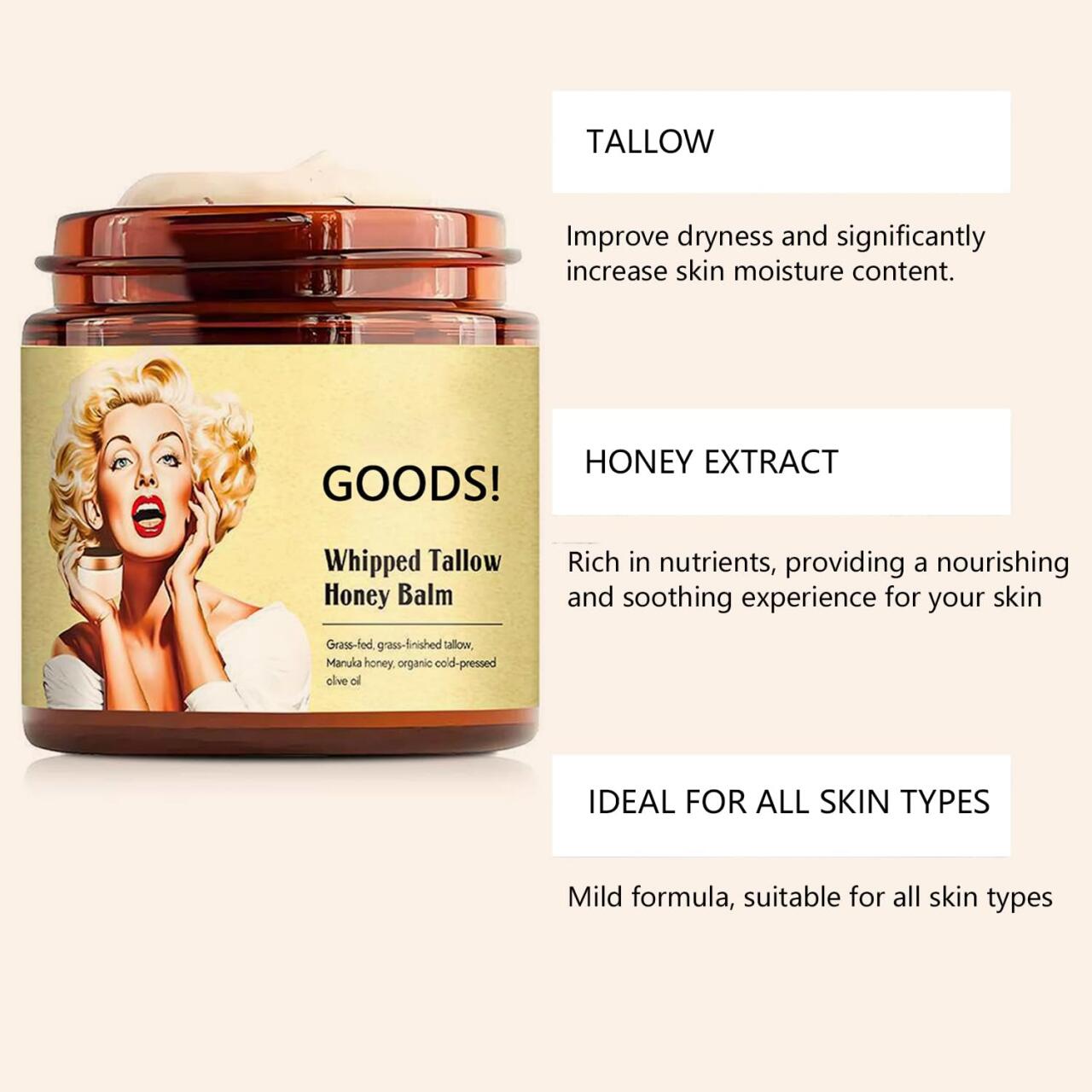 Crema de sebo de res (honey tallow balm) -